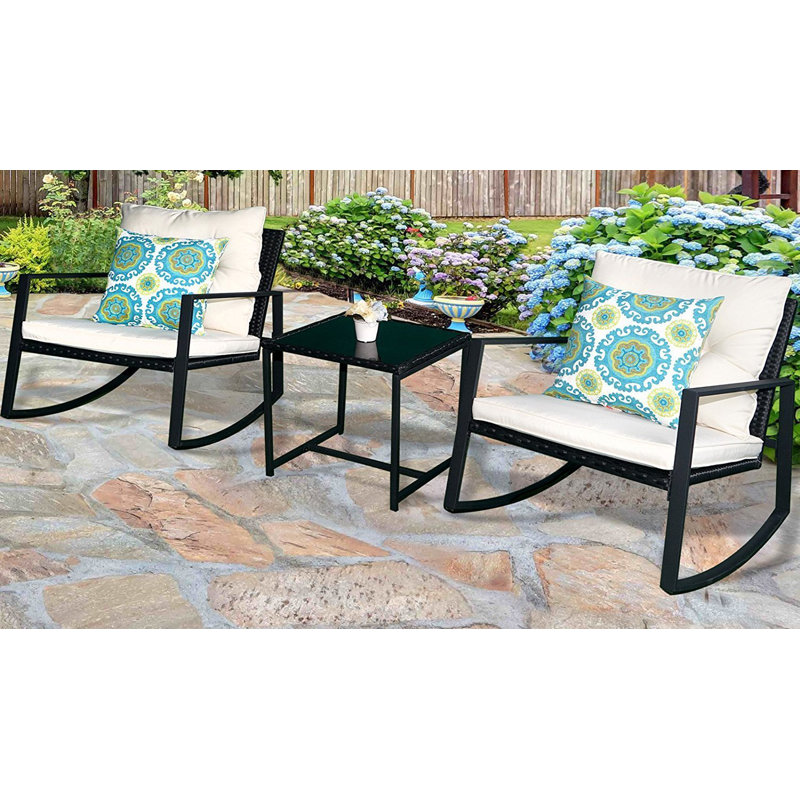 Charlton Home® Kemmer 3 Piece Rocking Seating Group with Cushions